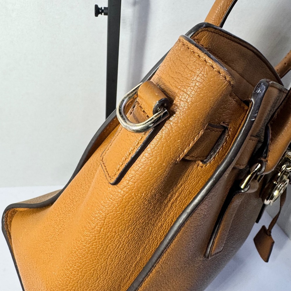 Michael Kors Hamilton Satchel Acorn Brown Pebbled Leather Gold Lock Hand Bag - Picture 7 of 16